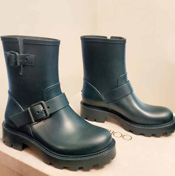 💚 NWT JIMMY CHOO Yael Rubber Boots 36 - Picture 3 of 7